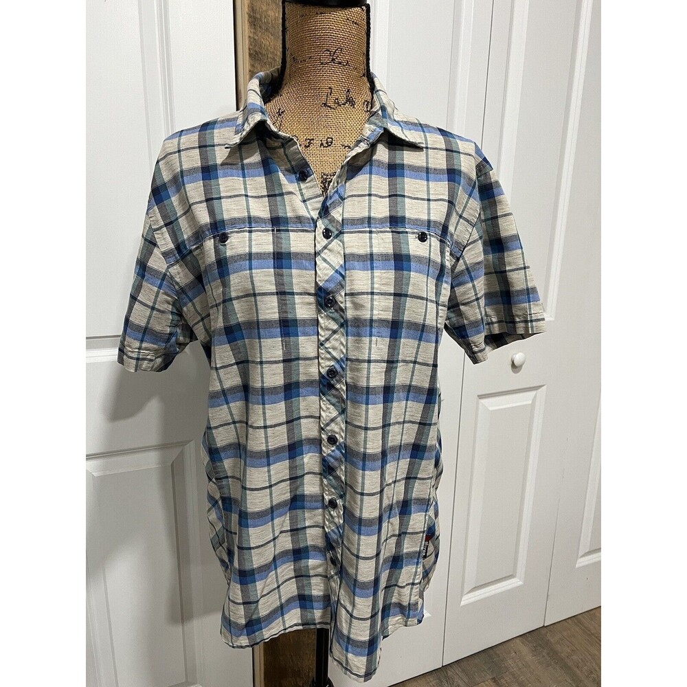 Mens Sherpa Plaid Short Sleeve Size M
